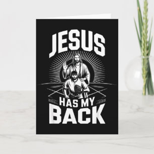 Jesus heeft mijn rug baseball geloof motivatie T-s Kaart
