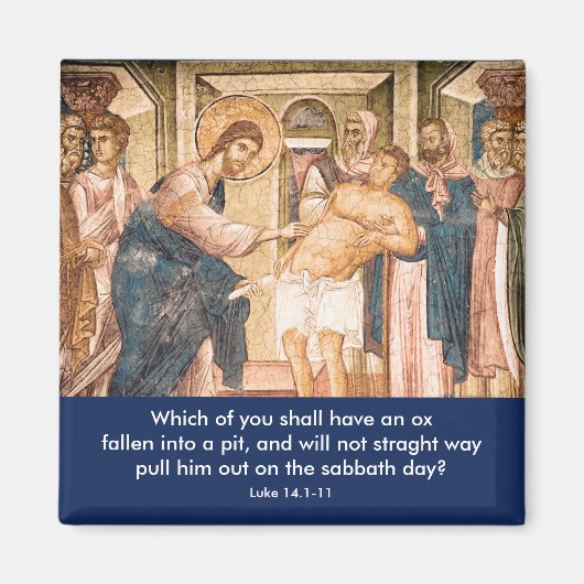 Jesus Heelt Man met Dropsy - Magneet (Voorkant)