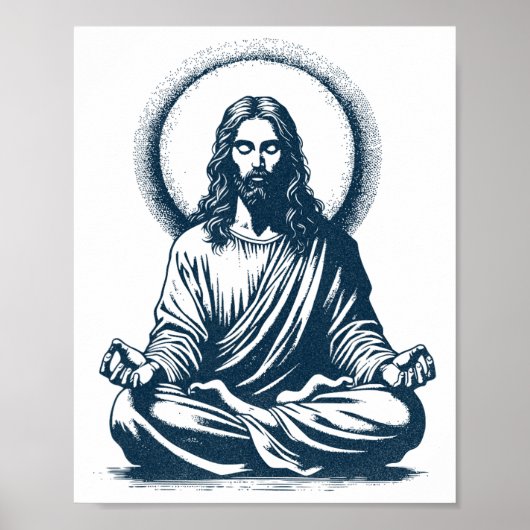 Jesus Heer Mediterend, Boeddhistisch, Monnik, Medi Poster (Voorkant)
