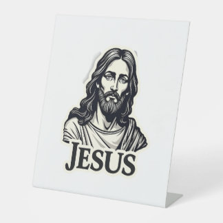Jesus Heilige Naam Vintage Gravure Shirt 2 Reclamebord Met Voetstuk
