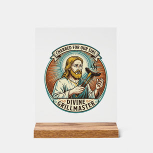 Jesus Helemaal Verbrand Zwart Hot Dog BBQ Humor_1 Acryl Bord
