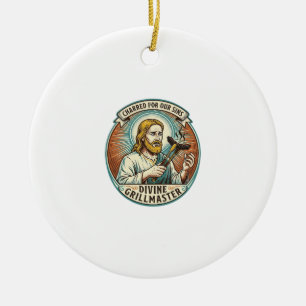 Jesus Helemaal Verbrand Zwart Hot Dog BBQ Humor_1 Keramisch Ornament