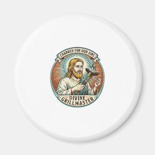 Jesus Helemaal Verbrand Zwart Hot Dog BBQ Humor_1 Magneet
