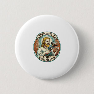 Jesus Helemaal Verbrand Zwart Hot Dog BBQ Humor_1 Ronde Button 5,7 Cm