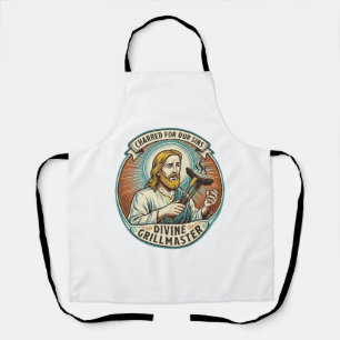 Jesus Helemaal Verbrand Zwart Hot Dog BBQ Humor_1 Schort