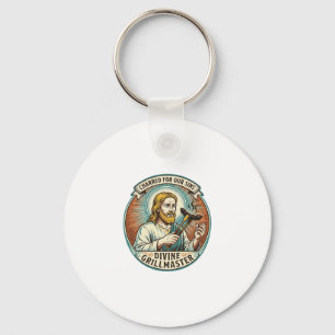Jesus Helemaal Verbrand Zwart Hot Dog BBQ Humor_1 Sleutelhanger