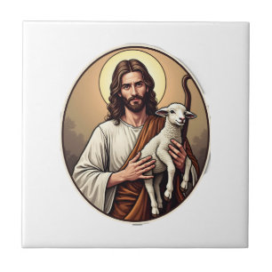 Jesus Herder Cirkel Vintage Gravure Shirt Tegeltje