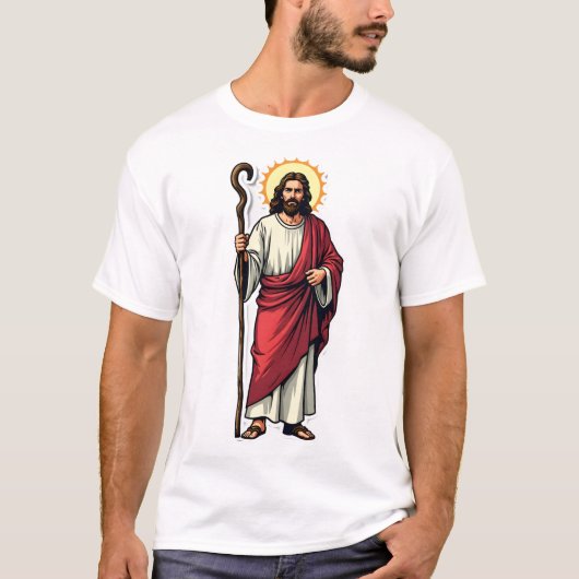 Jesus Herderstaf Vintage Gravure T-shirt 2 (Voorkant)