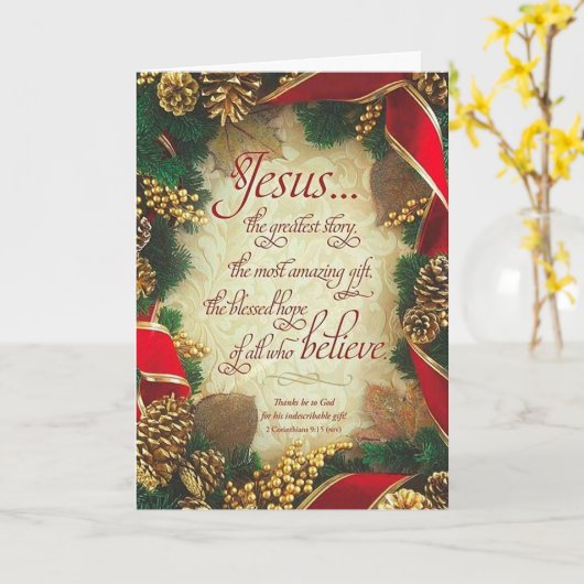 Jesus het Grootste Verhaal Kerst Wenskaart Kaart (Gele Bloem)