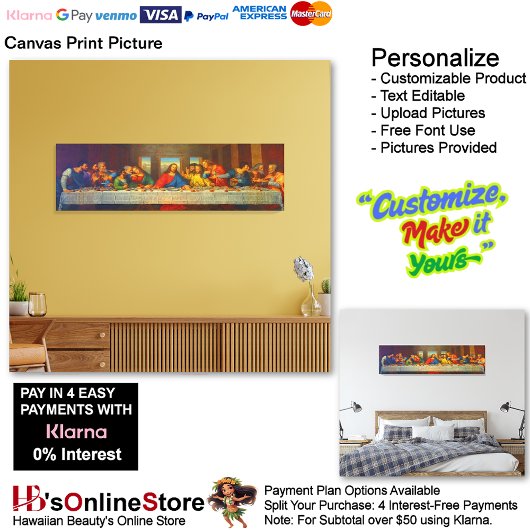 Jesus Het Laatste Avondmaal Canvas Afbeelding