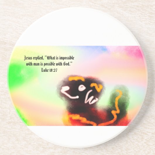 Jesus hier zandsteen onderzetter (Voorkant)