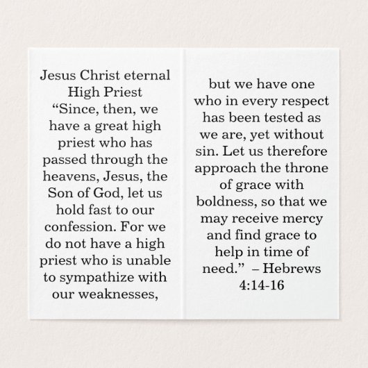Jesus High Priest Prayer Card Kaart (Binnenkant ongevouwen)