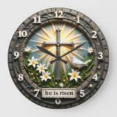 Jesus Hij Is Opgestaan Stralend Grote Klok (Voorkant)