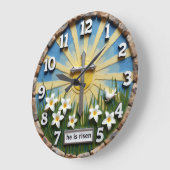 Jesus Hij Is Opgewekt Sunburst Grote Klok (Hoek)