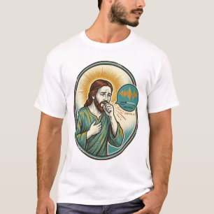 Jesus hoest midden spraaknotitie audiobericht teks t-shirt