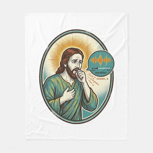 Jesus hoestend midden spraakbericht audiobericht s fleece deken (Voorkant)