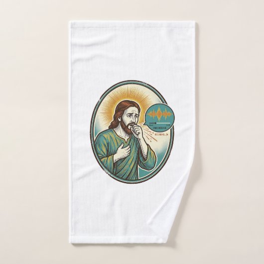 Jesus hoestend midden spraakbericht audiobericht s handdoek (Handdoek)