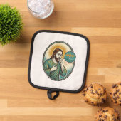 Jesus hoestend midden spraakbericht audiobericht s pannenlap (Top down)