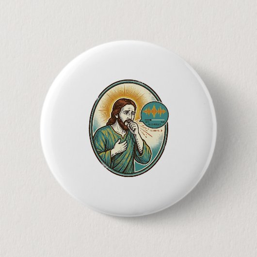 Jesus hoestend midden spraakbericht audiobericht s ronde button 5,7 cm (Voorkant)