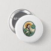 Jesus hoestend midden spraakbericht audiobericht s ronde button 5,7 cm (Voorkant /achterkant)