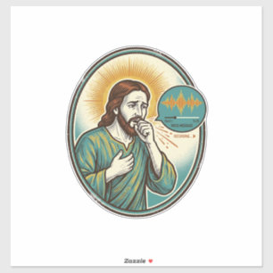 Jesus hoestend midden spraakbericht audiobericht s sticker