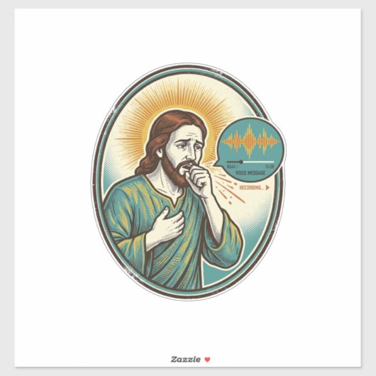 Jesus hoestend midden spraakbericht audiobericht s sticker (Vel)