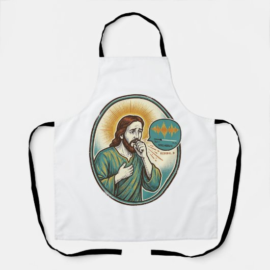 Jesus hoestend midden spraakbericht audiobericht t schort (Voorkant)