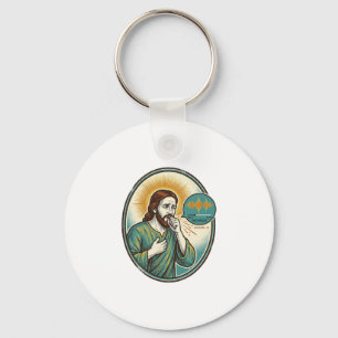 Jesus hoestend midden spraakbericht audiobericht t sleutelhanger