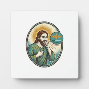 Jesus hoestend midden spraaknotitie audiobericht t fotoplaat