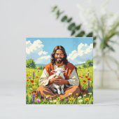 Jesus holding a Lamb | Religious Christian (Staand voorkant)