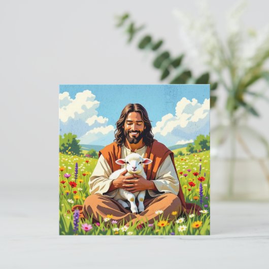 Jesus holding a Lamb | Religious Christian (Staand voorkant)