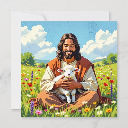 Jesus holding a Lamb | Religious Christian (Voorkant)