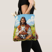 Jesus holding a Lamb | Religious Christian Tote Bag (Dichtbij)