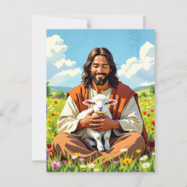 Jesus holding a Lamb | Religious Easter Briefkaart