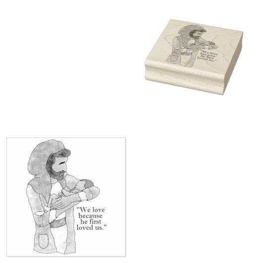 Jesus Holding Baby Bijbelse Verse | Kunststempel h Rubberstempel (Gestempeld)