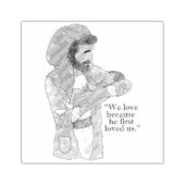 Jesus Holding Baby Bijbelse Verse | Kunststempel h Rubberstempel (Afrduk)