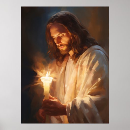 Jesus Holding Candle Art Poster (Voorkant)