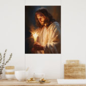 Jesus Holding Candle Art Poster (Keuken)