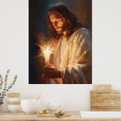 Jesus Holding Candle Art Poster (Keuken)