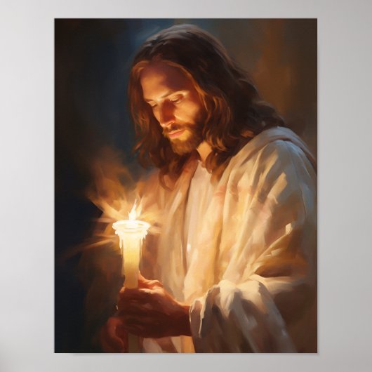 Jesus Holding Candle Art Poster (Voorkant)