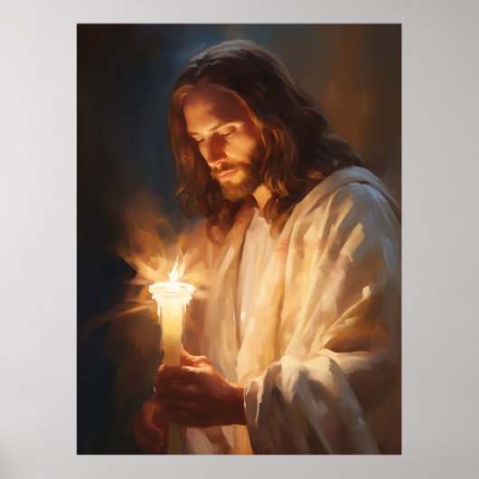 Jesus Holding Candle Art Poster (Voorkant)
