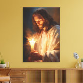 Jesus Holding Candle Canvas Print (Insitu (Woonkamer))