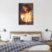 Jesus Holding Candle Canvas Print (Insitu (Slaapkamer))