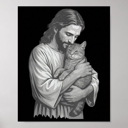 Jesus Holding Cat Poster (Voorkant)