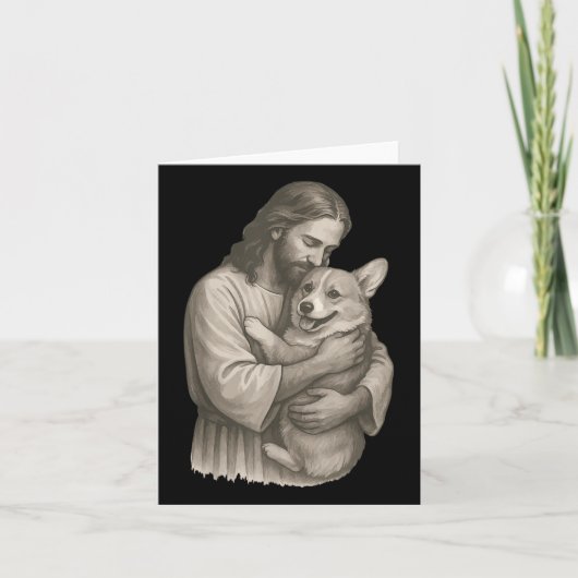 Jesus Holding Corgi Kaart (Voorkant)