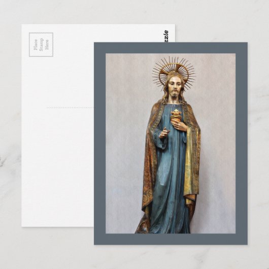 Jesus Holding Golden Sacred Heart Briefkaart (Voorkant / Achterkant)