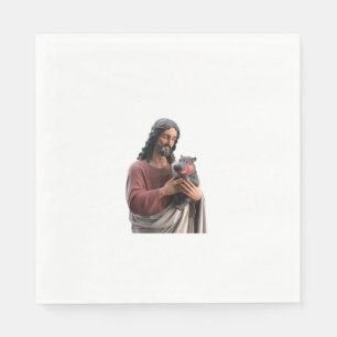 Jesus Holding Moo Deng De Pygmee Hippo Klassieke K Servet