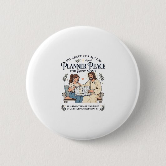 Jesus Homeschool Moeder Planner Shirt Gebeds Gebas Ronde Button 5,7 Cm (Voorkant)
