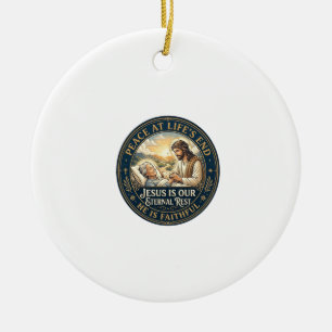 Jesus Hospice T-shirt voor comfort aan het einde v Keramisch Ornament