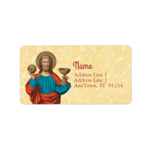 Jesus houdt de Eucharistie omhoog (SNV 050) Etiket